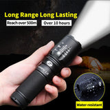 Zoom Torch Waterproof Flashlight T6 L2 1000 lumen 3Mode Zoomable Light For Lithium ion Battery