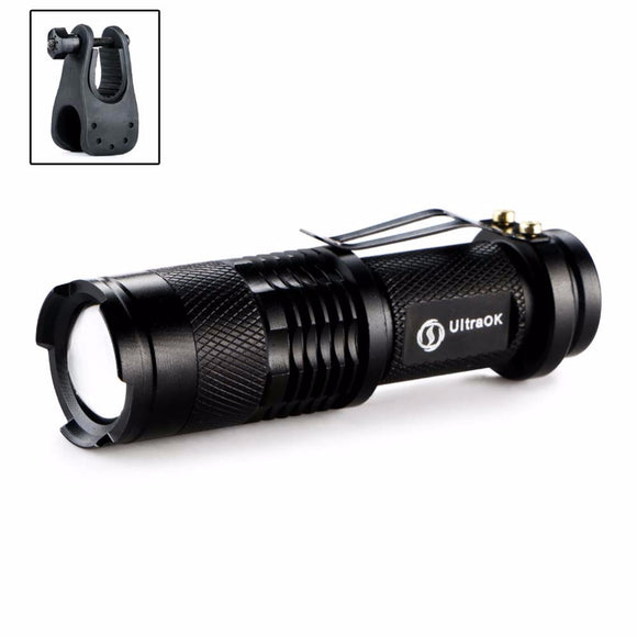 LED Flashlight Torch AA 14500 Mini Penlight Lantern bike Bicycle Torch Clip Holder